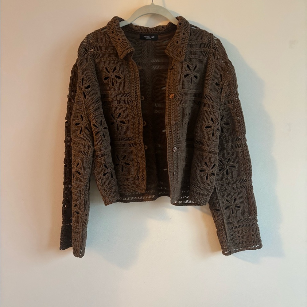 Massimo Dutti Dark Brown Knit Cardigan - Picture 5 of 8